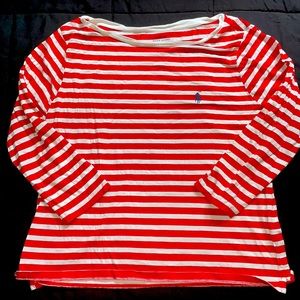 Red and White Polo by Ralph Lauren Long sleeve Tee